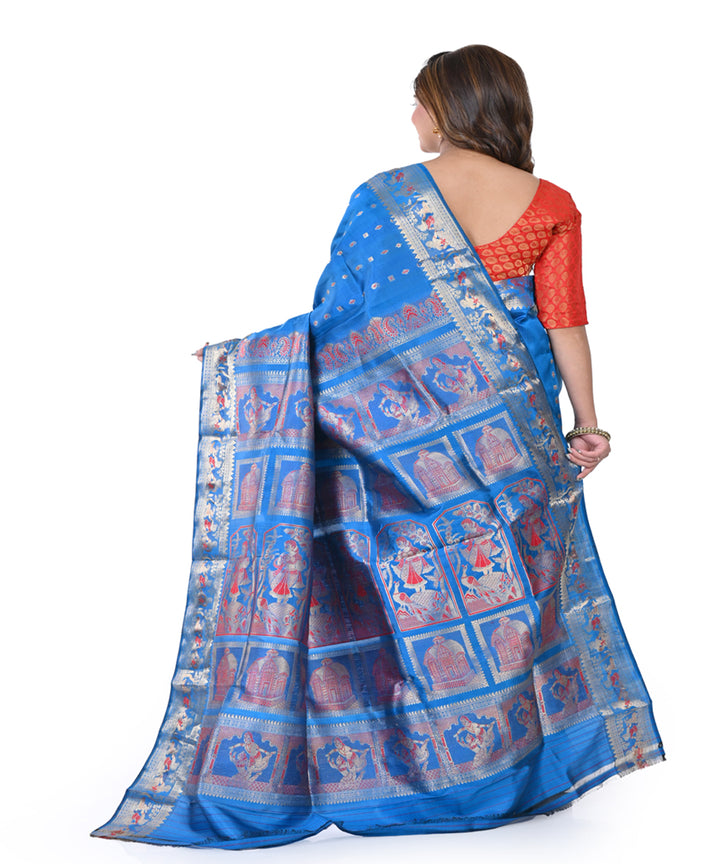 Sky blue handwoven baluchari silk saree