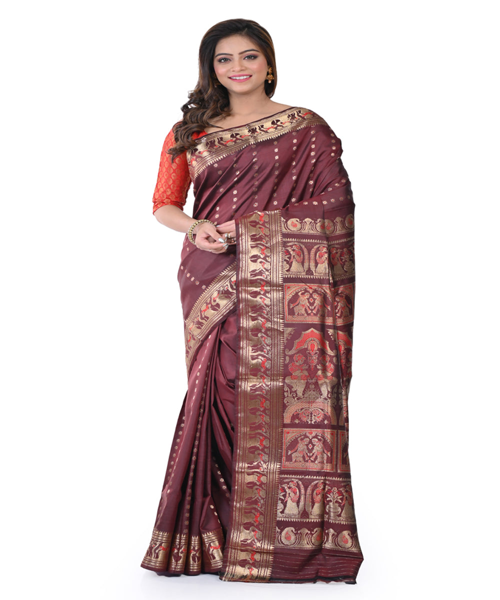 Brown baluchari handwoven silk saree