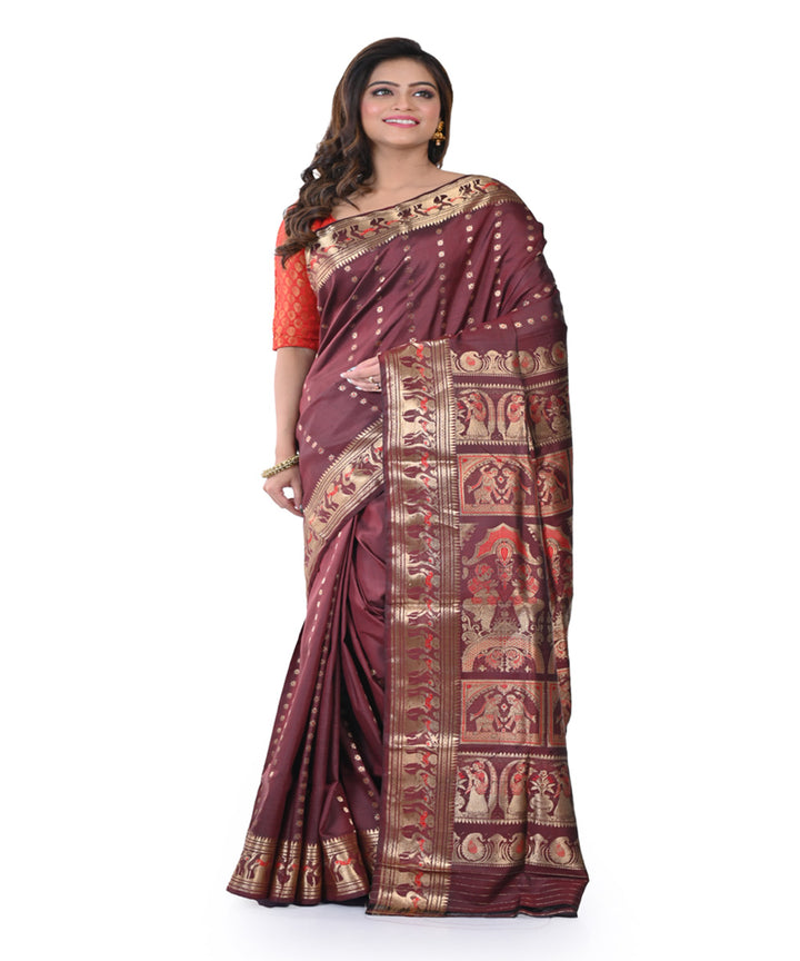 Brown baluchari handwoven silk saree