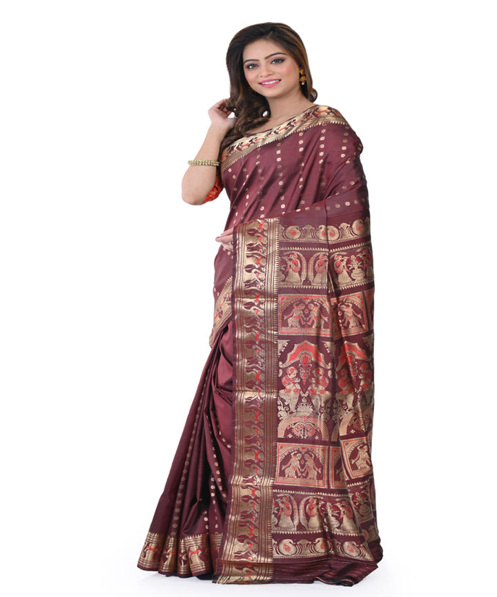 Brown baluchari handwoven silk saree