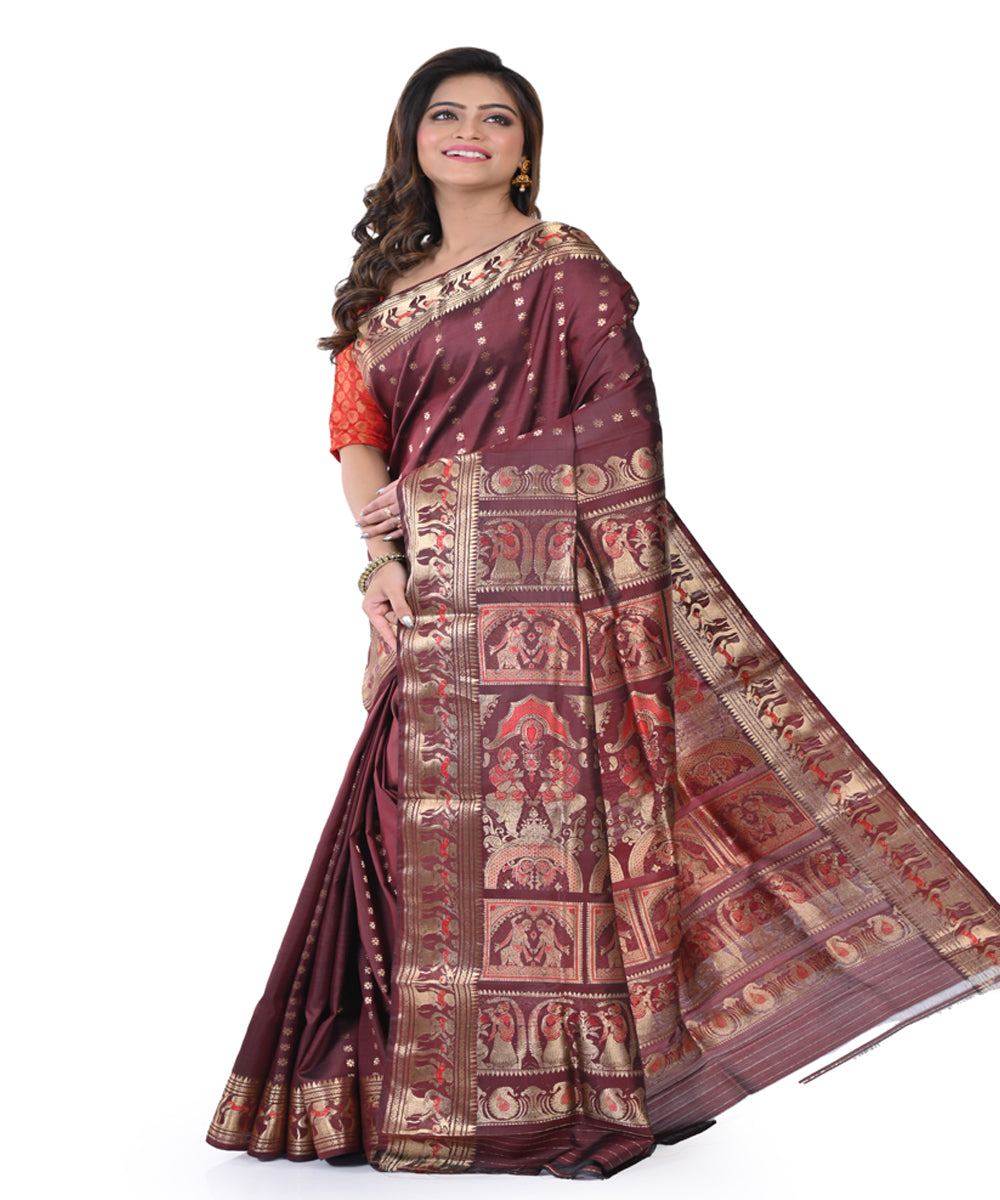 Brown baluchari handwoven silk saree