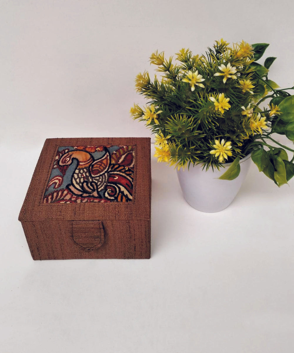 Brown silk hand painted kalamkari box