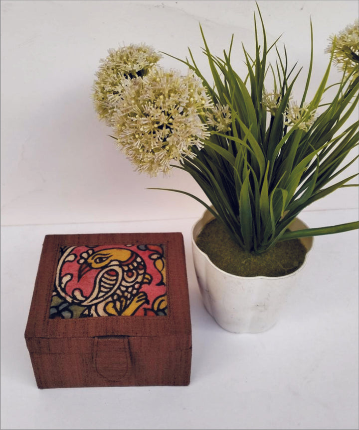 Brown hand painted kalamkari silk box
