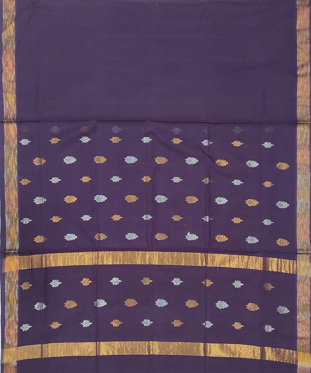 Navy blue buti handwoven venkatagiri cotton saree