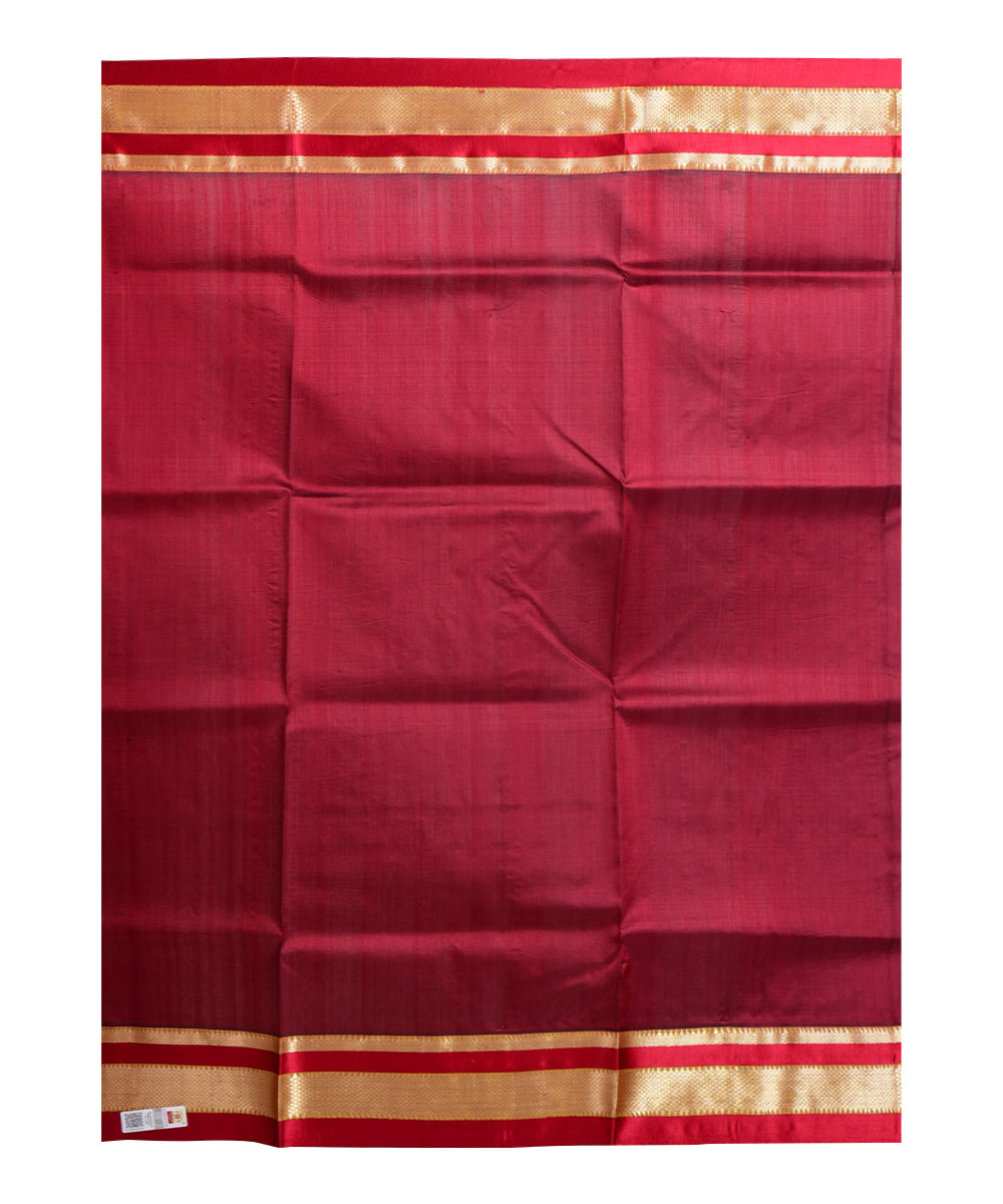 Navy blue red handwoven silk saree