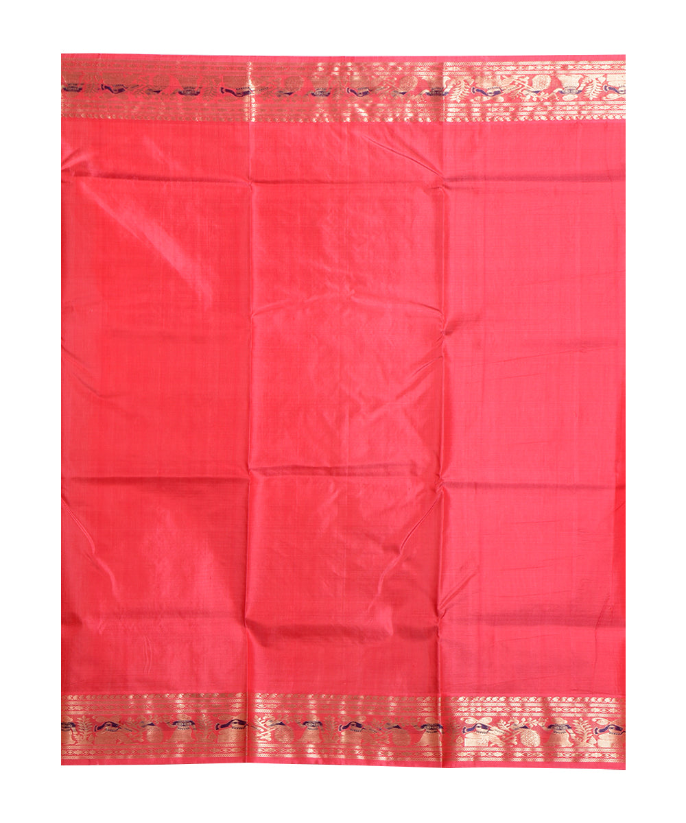 Peach handwoven silk saree