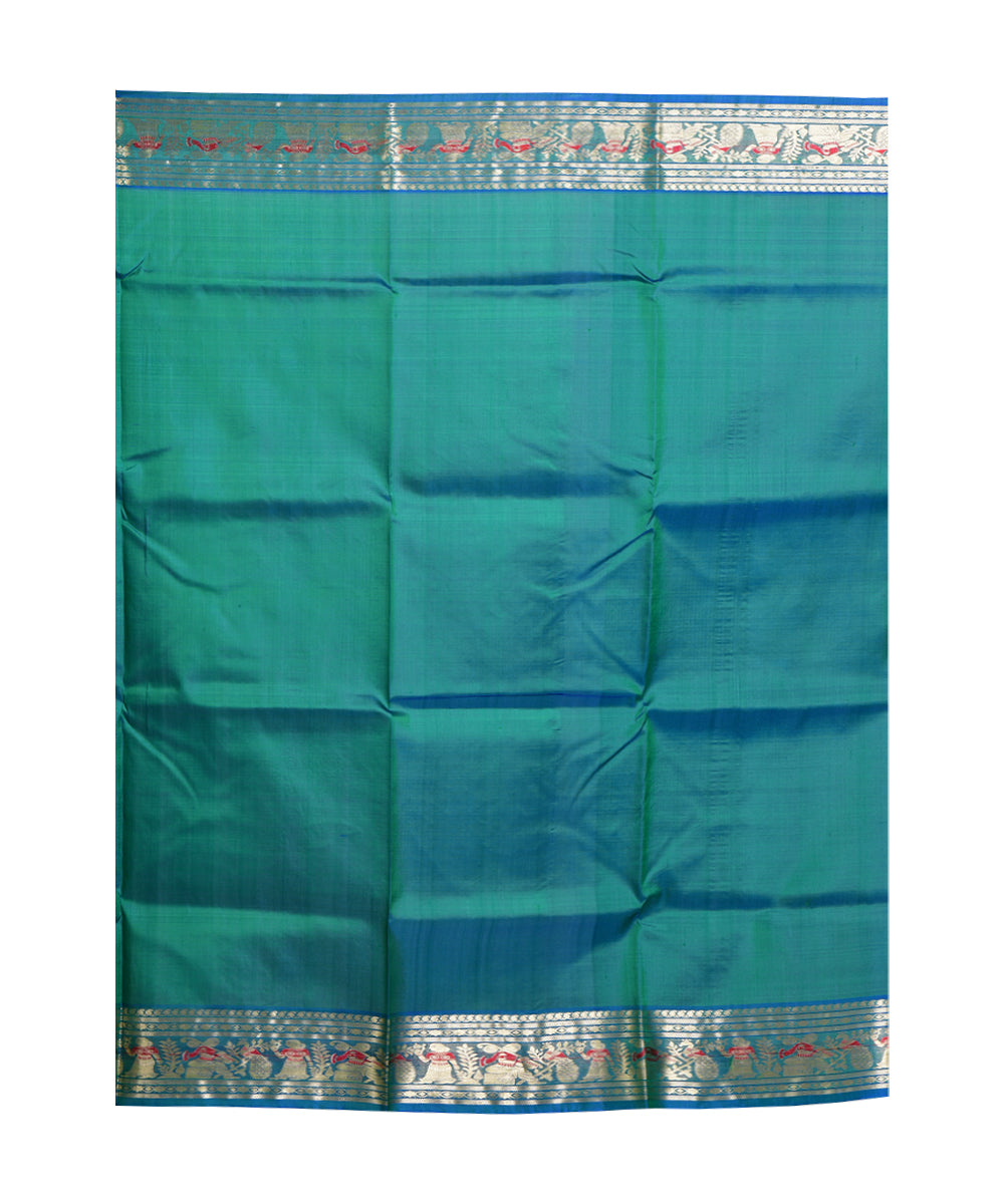 Dark green silk handwoven saree