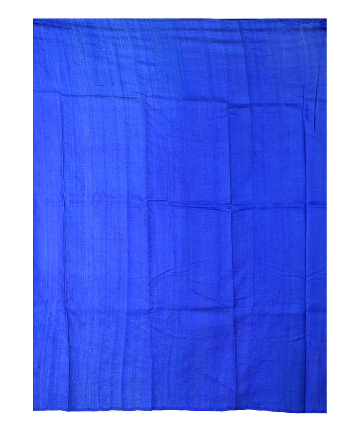 Cyan blue multicolor hand printed tussar silk saree