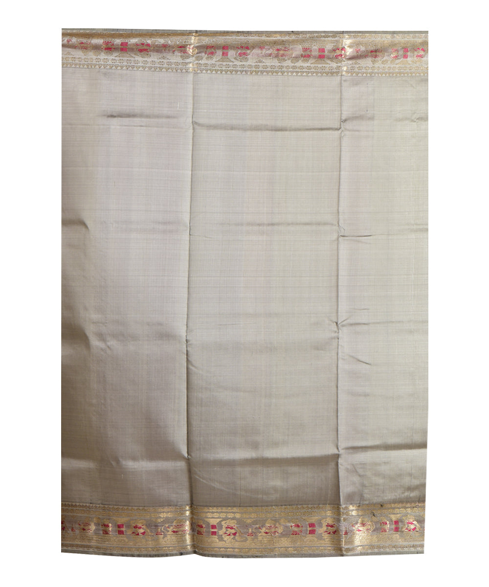 Grey handwoven silk saree