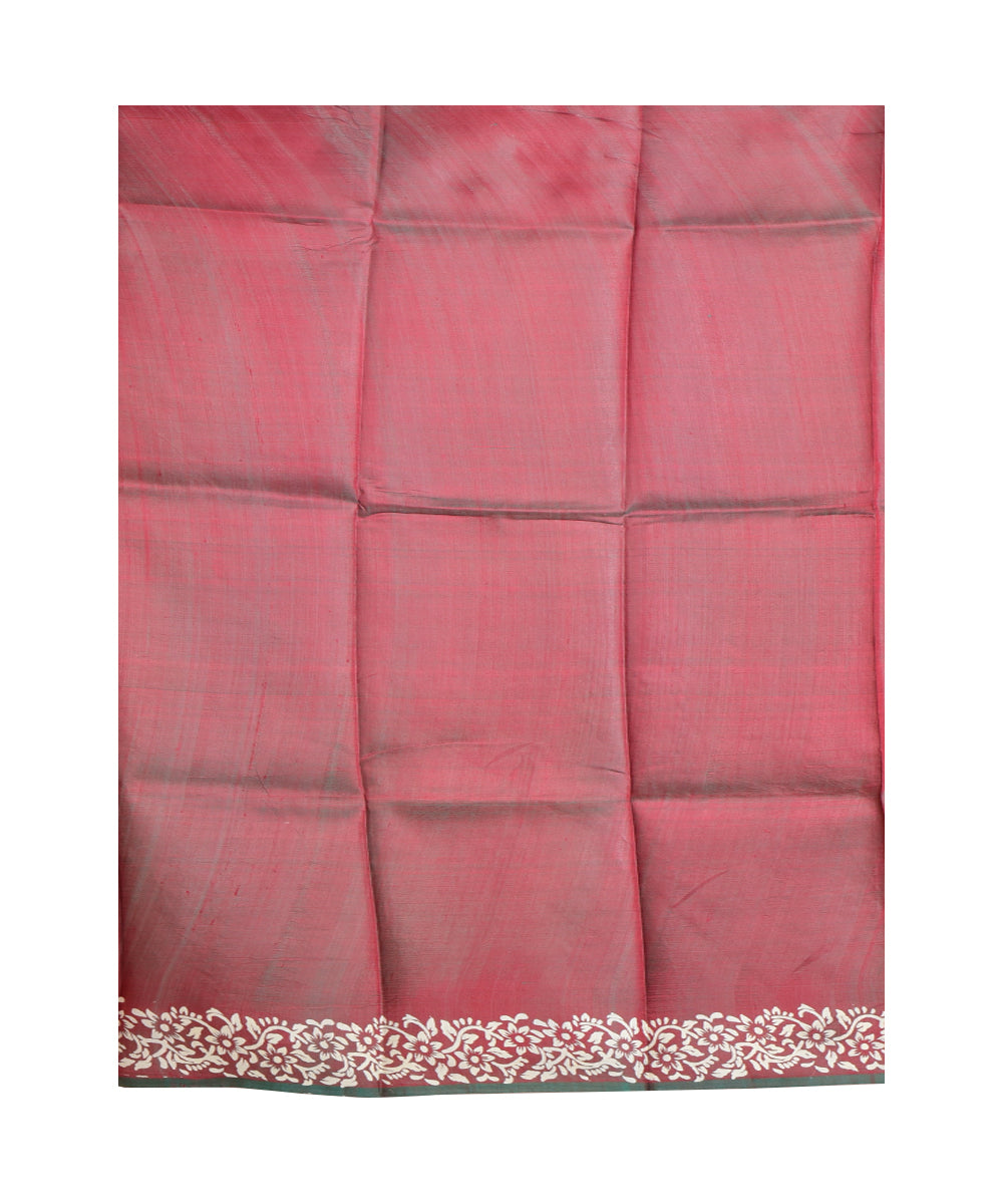 Maroon multicolor hand printed silk saree