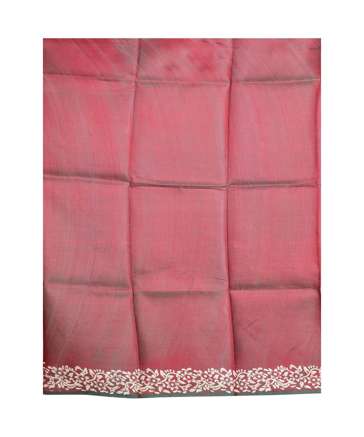 Maroon multicolor hand printed silk saree