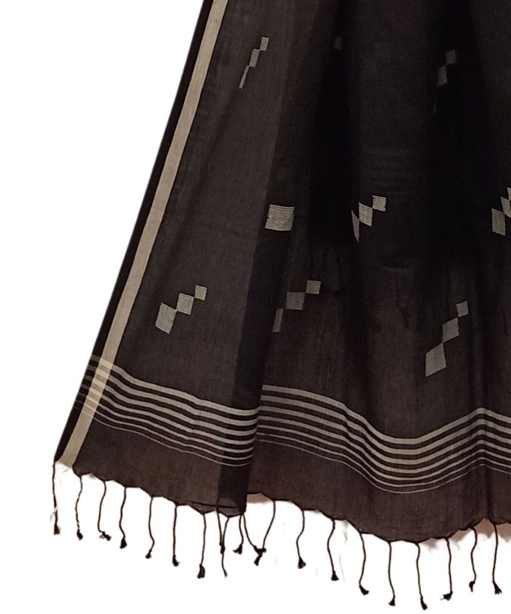 Black handwoven jamdani cotton stole