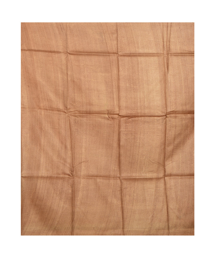 Brown multicolor hand printed tussar silk saree