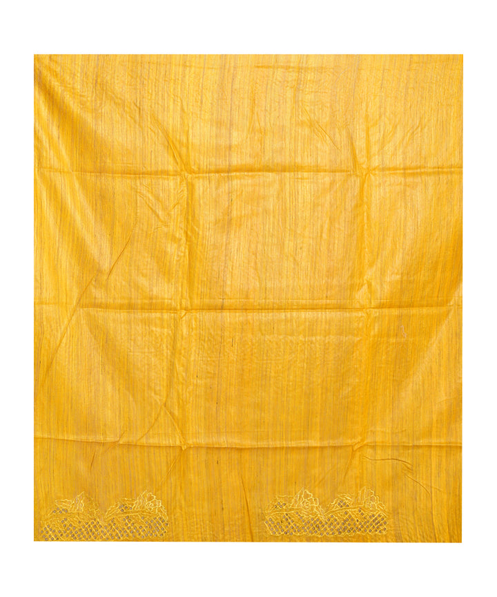 Yellow handwoven tussar silk saree