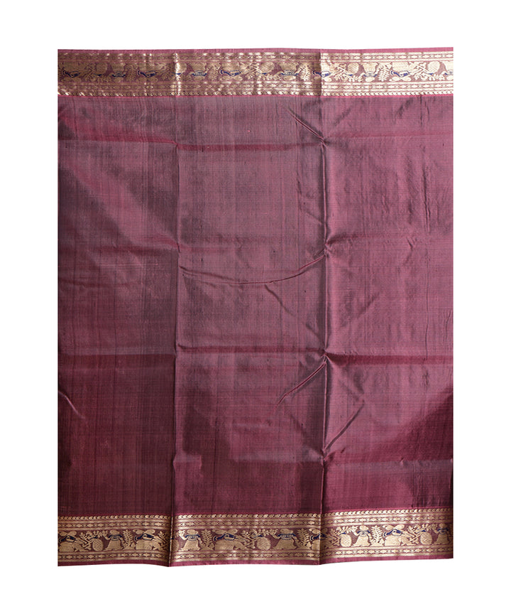 Brown silk handwoven saree