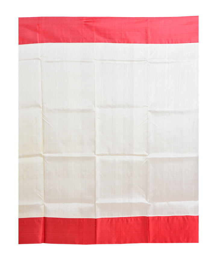 White red handwoven silk saree