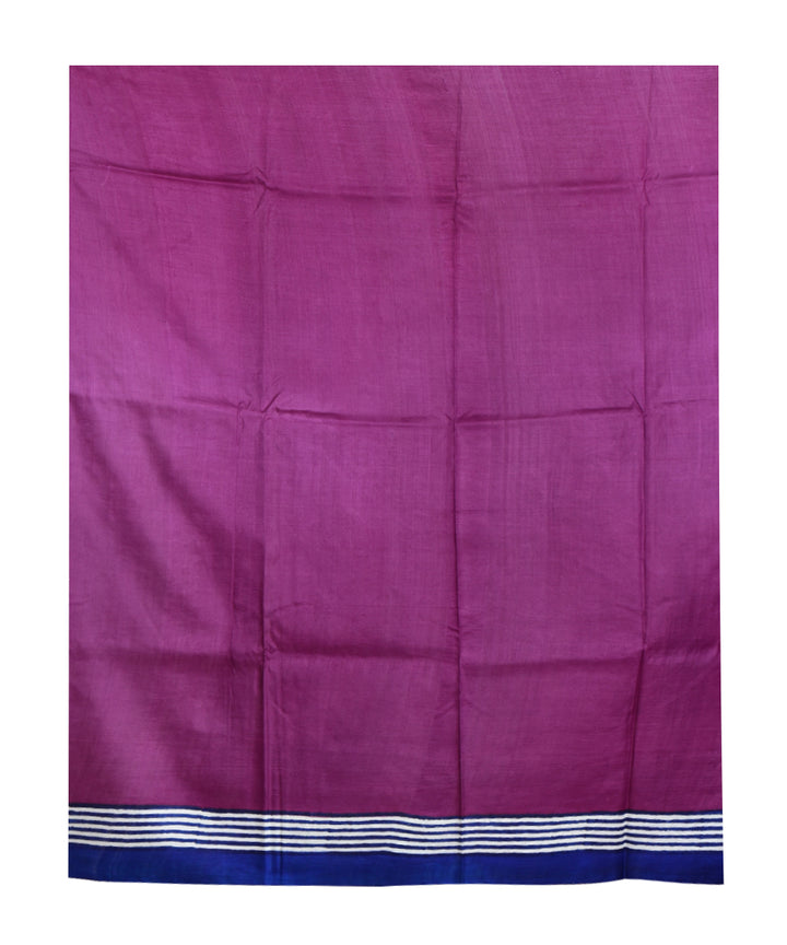 Navy blue multicolor hand printed silk saree