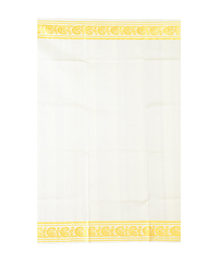 White yellow handwoven silk saree
