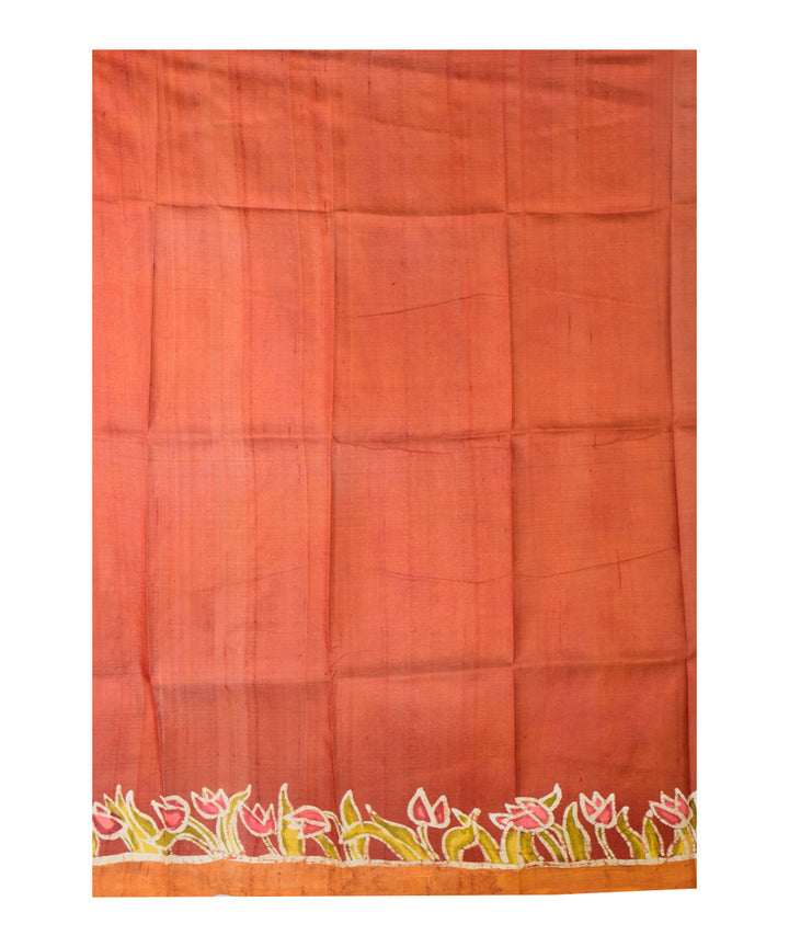 Yellow multicolor hand painted silk saree