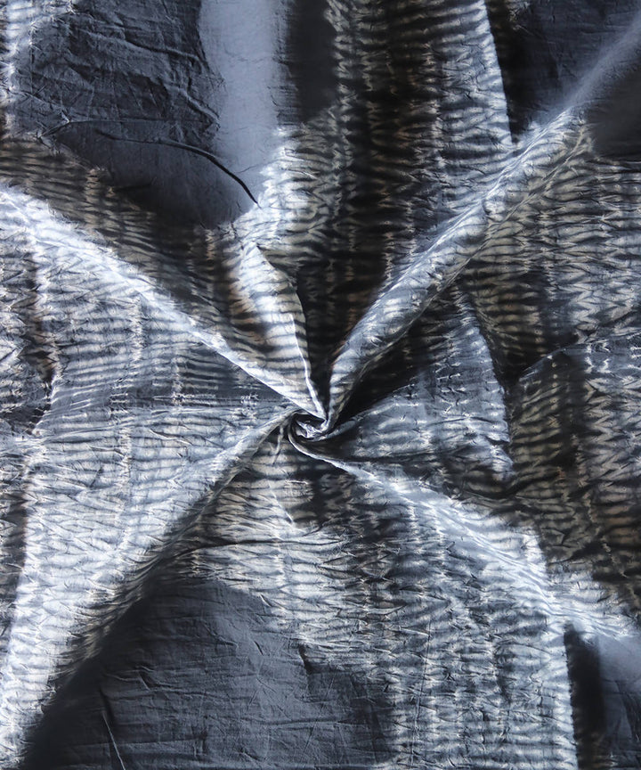 Grey white shibori tie dye printed cotton fabric