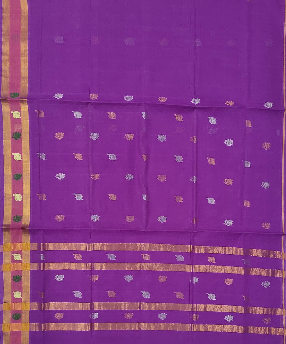 Purple buti handwoven venkatagiri cotton saree