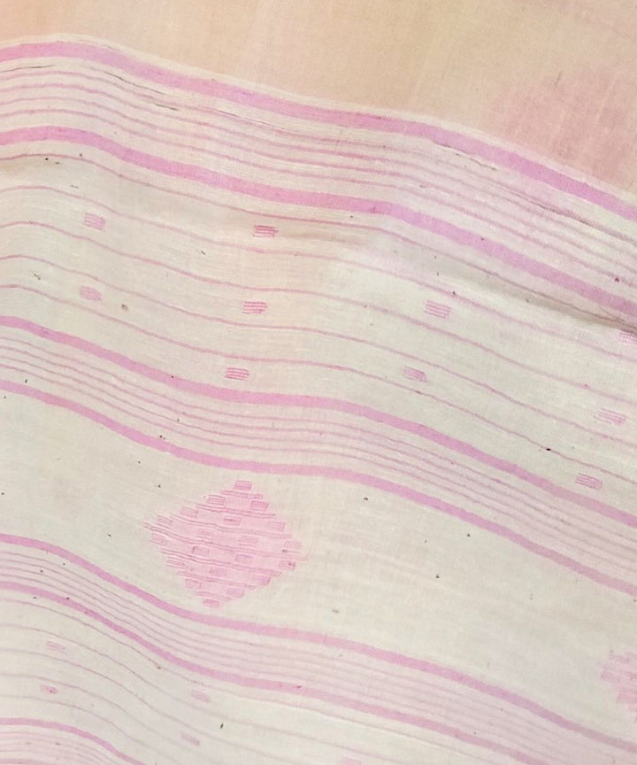 Peach handwoven cotton jamdani stole