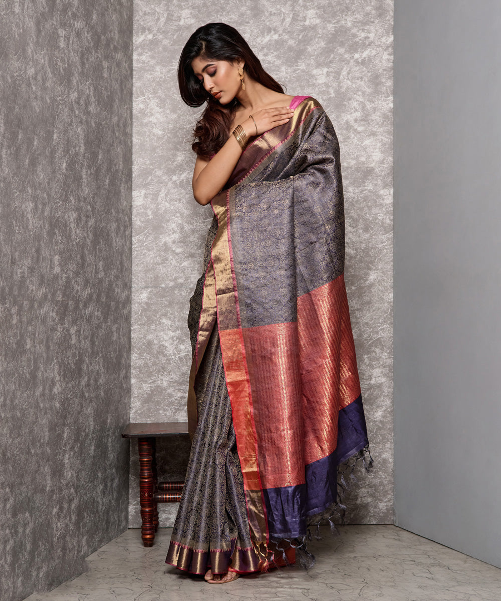 Multicolor handwoven chhatisgarh tussar silk saree