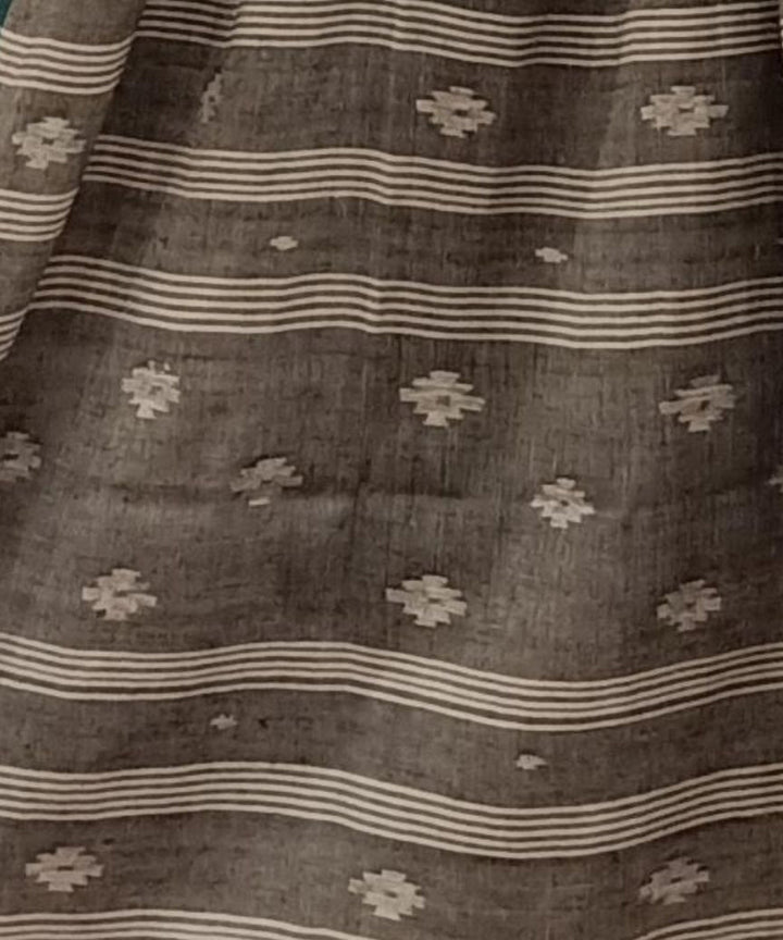 Grey handwoven jamdani cotton stole