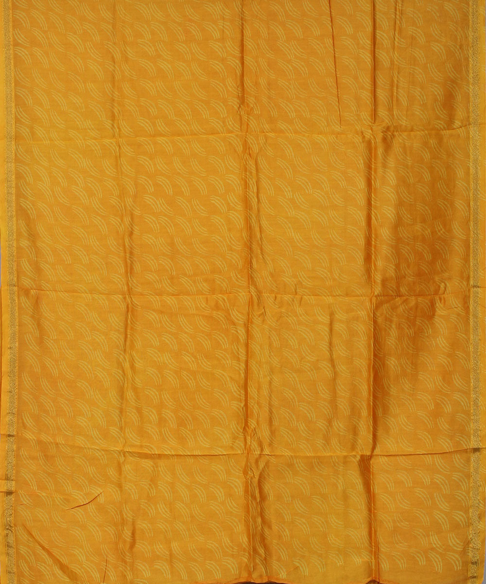 Yellow handblock printed cotton silk dress material set