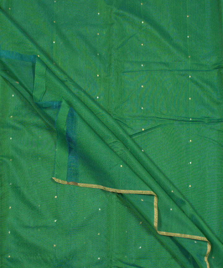 Dark green handwoven cotton silk chanderi fabric