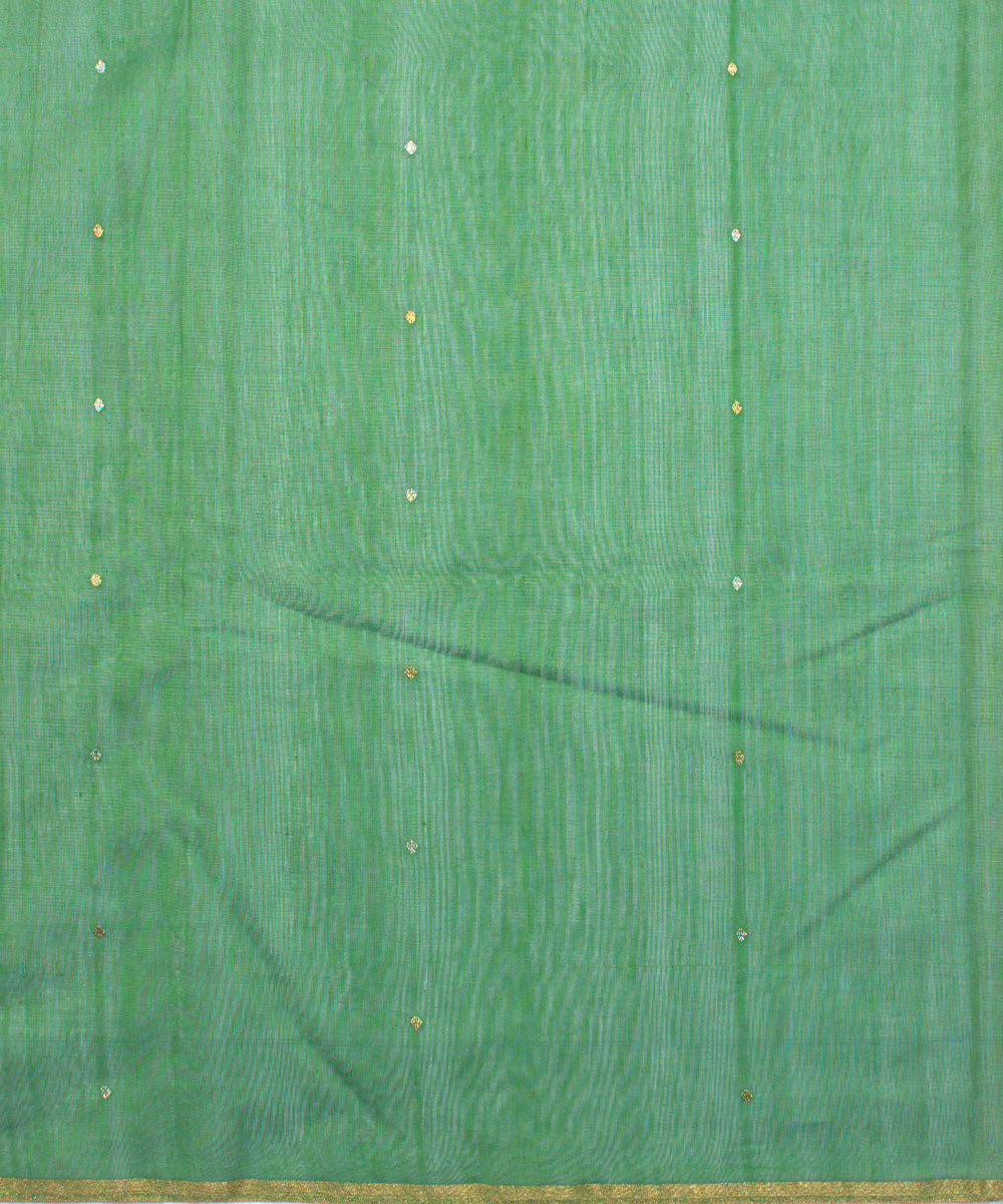 Dark green handwoven cotton silk chanderi fabric