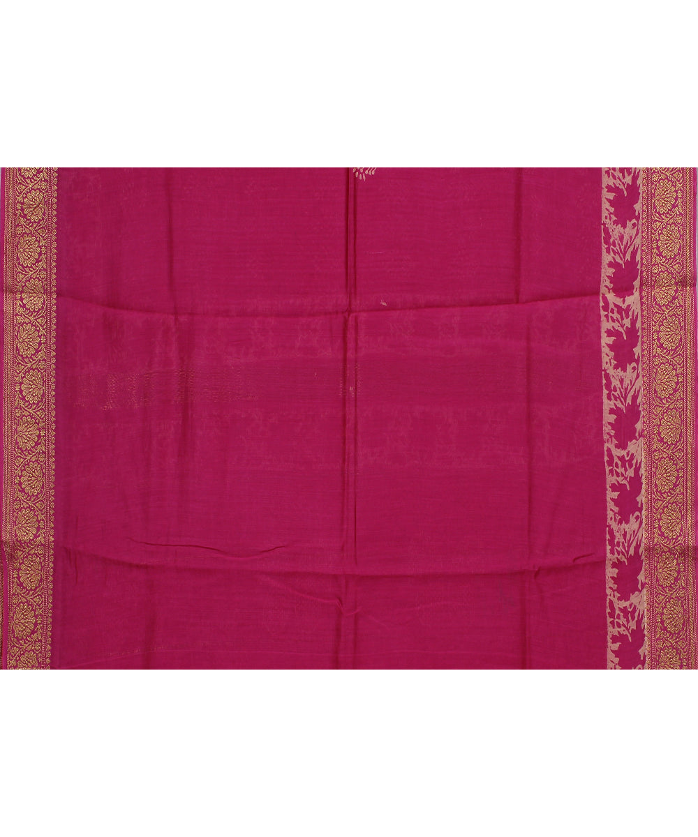 pink cotton silk hand printed chanderi saree