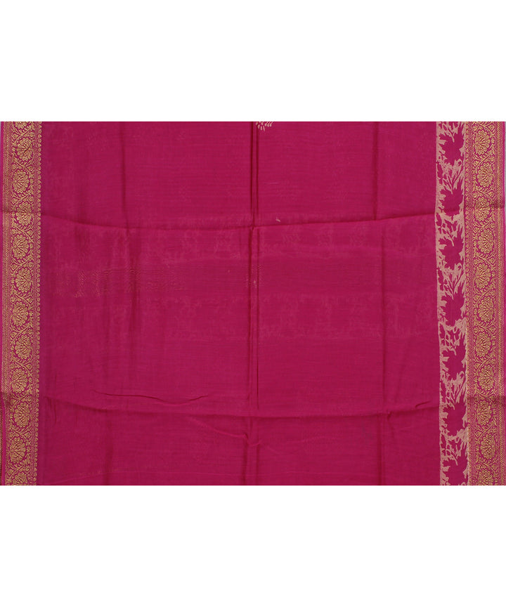pink cotton silk hand printed chanderi saree