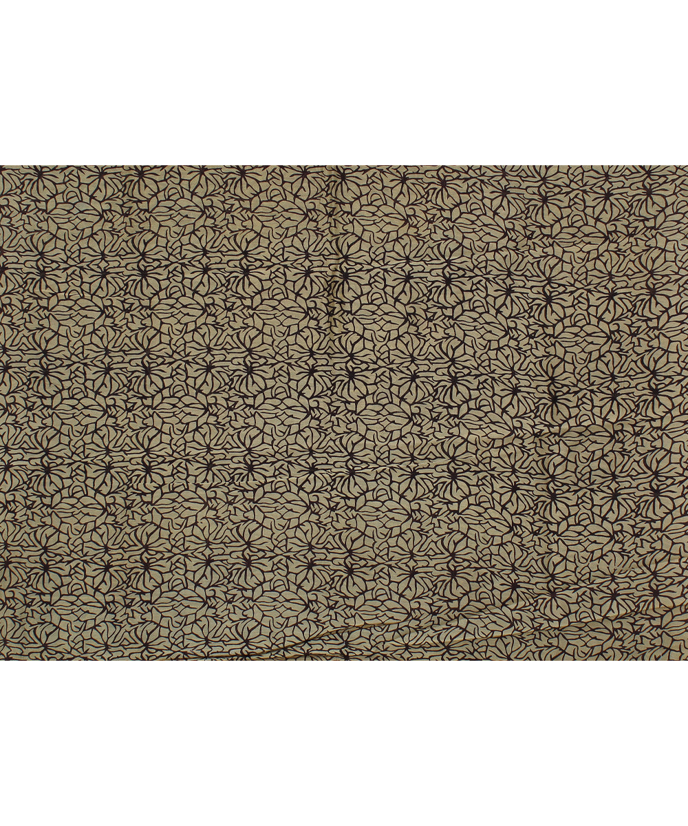 black offwhite cotton silk chanderi hand printed saree