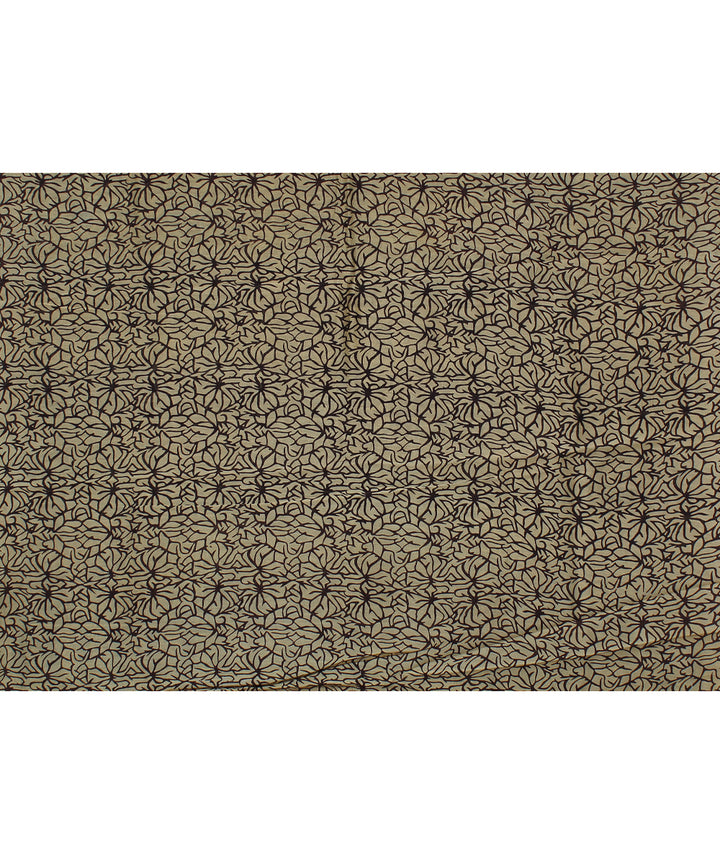 black offwhite cotton silk chanderi hand printed saree