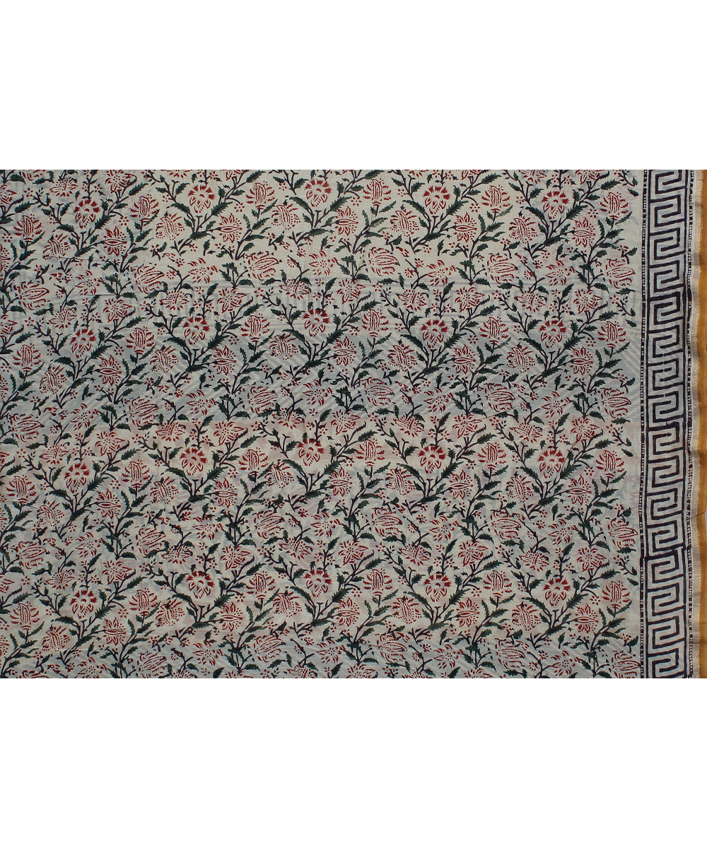 offwhite black cotton silk printed chanderi saree