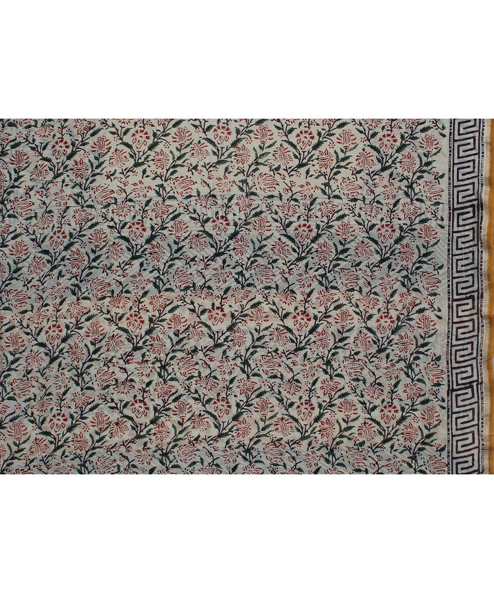 offwhite black cotton silk printed chanderi saree