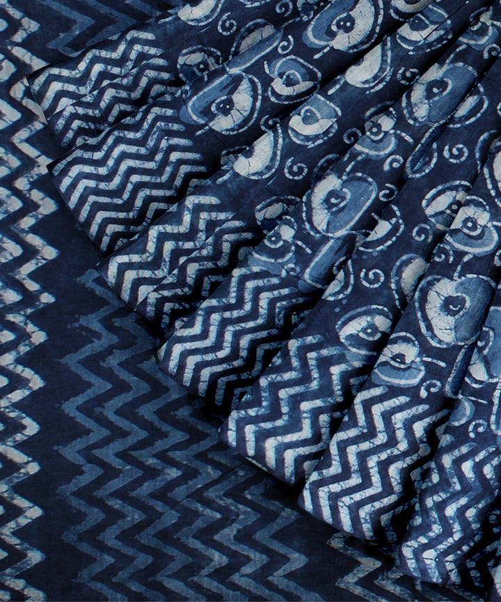 Navy blue handloom cotton silk chanderi saree