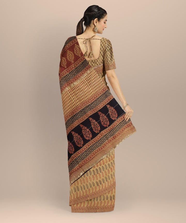 Brown cotton silk handloom chanderi saree