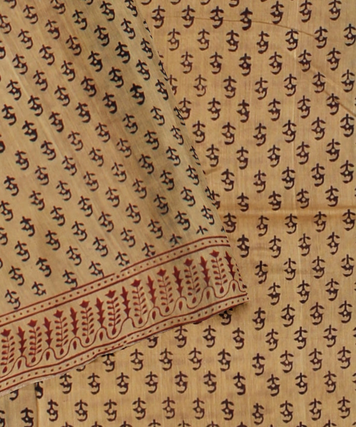 Brown cotton silk handloom chanderi saree
