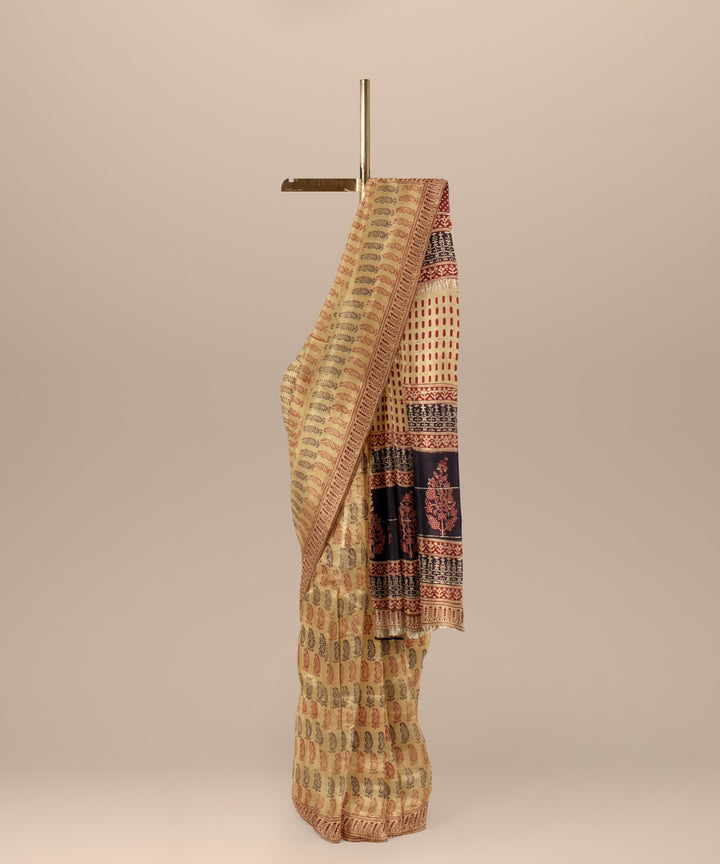 Brown cotton silk handloom chanderi saree