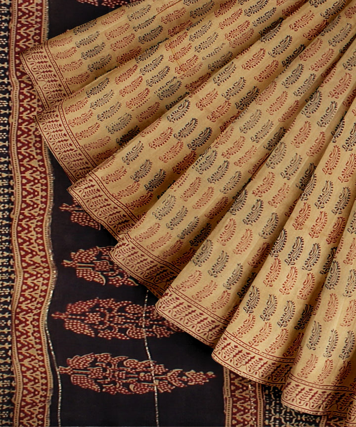 Brown cotton silk handloom chanderi saree