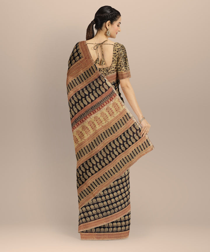 Grey maroon cotton silk handloom chanderi saree