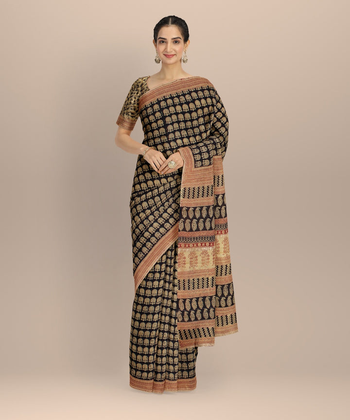 Grey maroon cotton silk handloom chanderi saree