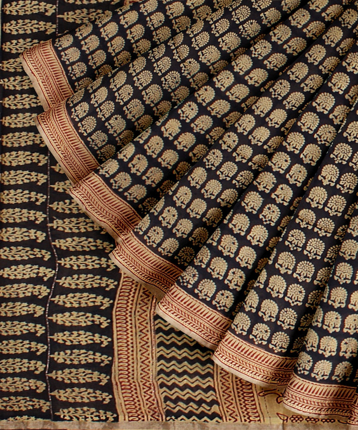 Grey maroon cotton silk handloom chanderi saree