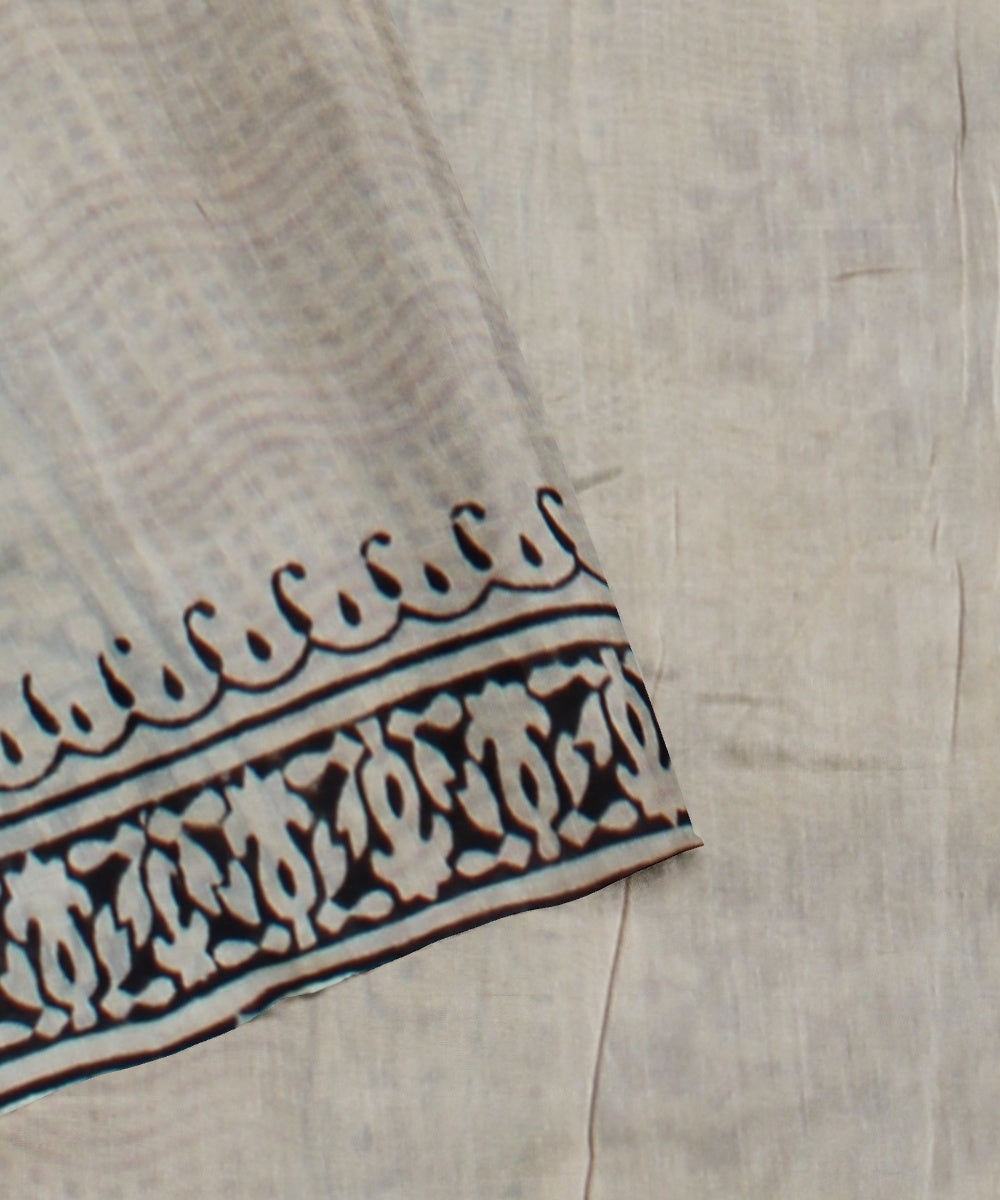 Maroon grey cotton silk handloom chanderi saree