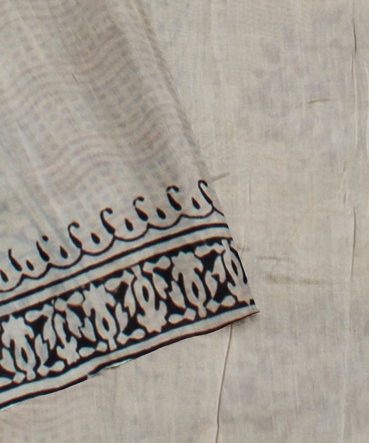 Maroon grey cotton silk handloom chanderi saree