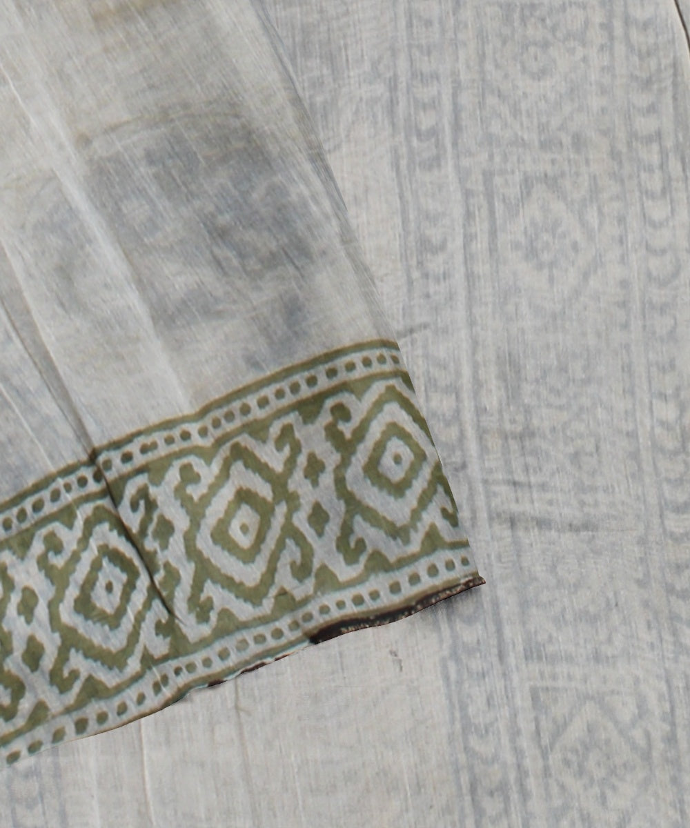 Grey handloom chanderi cotton silk saree