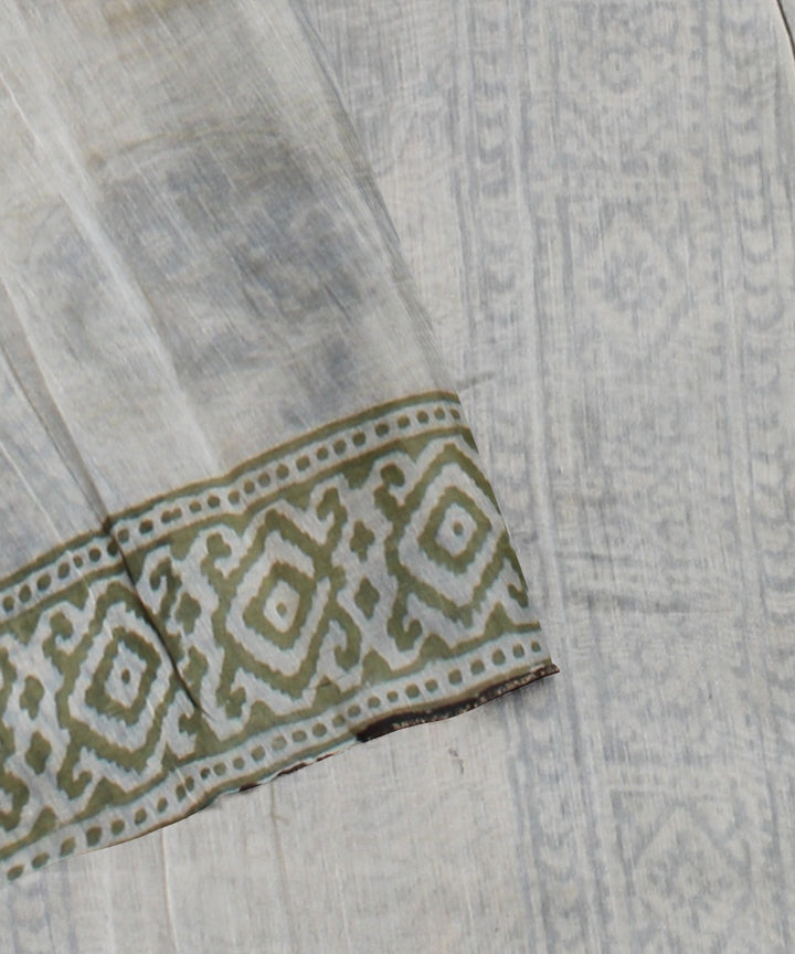 Grey handloom chanderi cotton silk saree