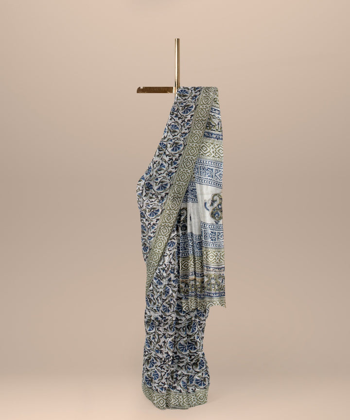 Grey handloom chanderi cotton silk saree